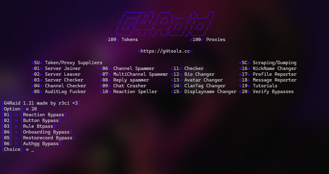 G4Raid Interface - Settings Panel